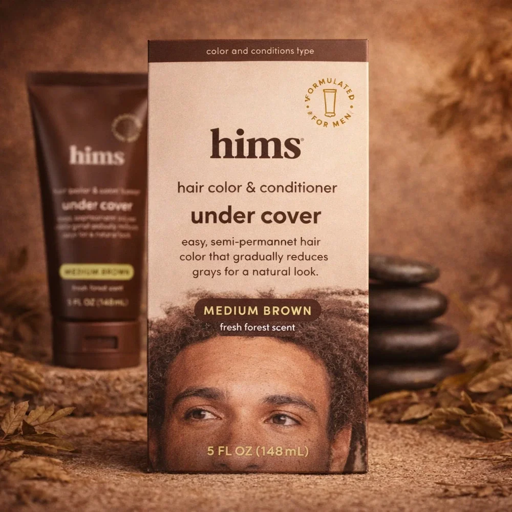 Hims Under Cover Hair Color + Conditioner Medium Brown Gray Blending Vegan